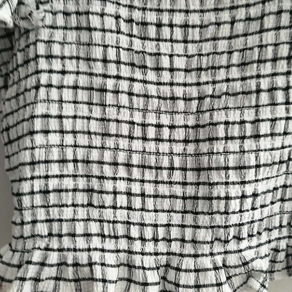 Anthropologie Maeve Gingham Plaid Smocked Ruffle Crop Blouse Flutter Sleeve XS - Picture 6 of 15